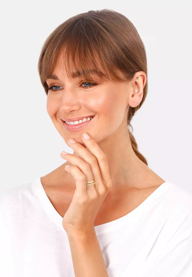 Ring Solitaire Zirconia Gold Plated