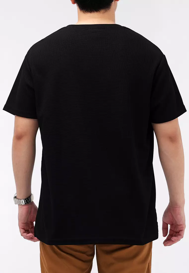 Round Neck Waffle Tee Short Sleeves