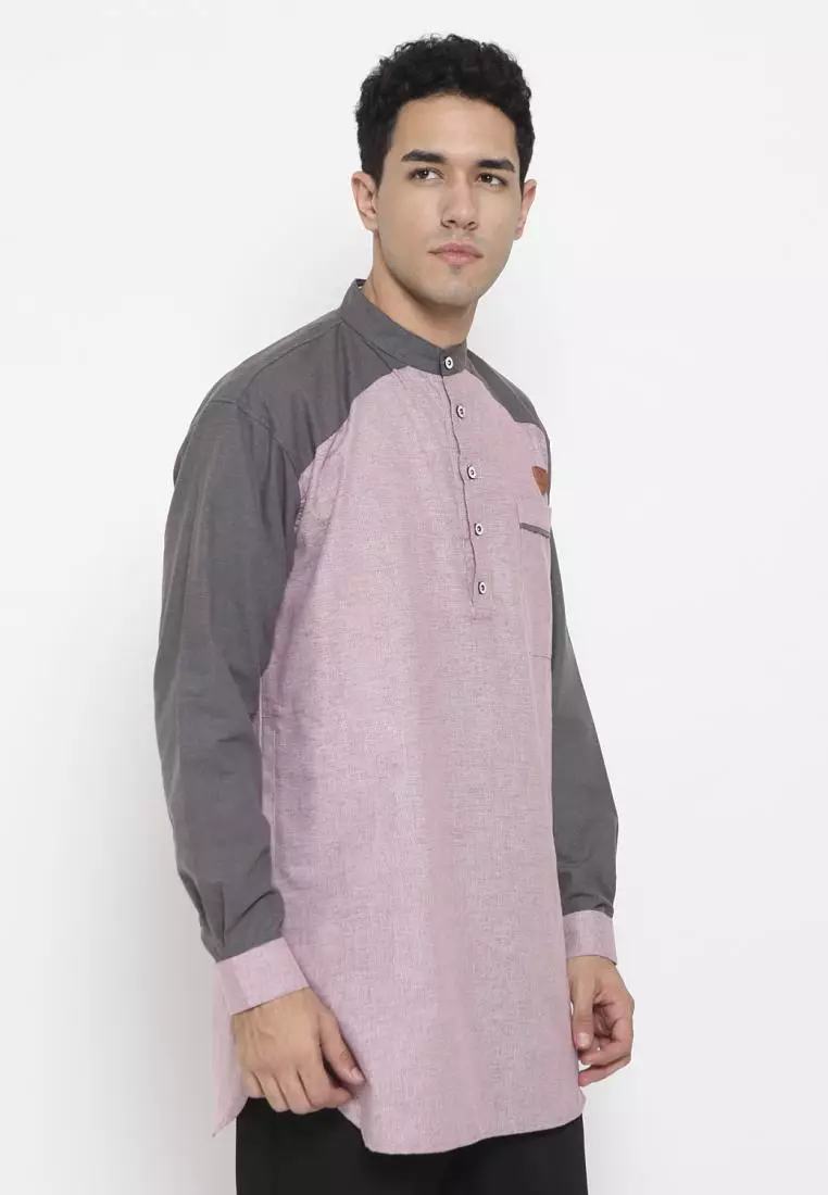 Zayidan Baju Koko Gamis Muslim Pria Zahir - Pink