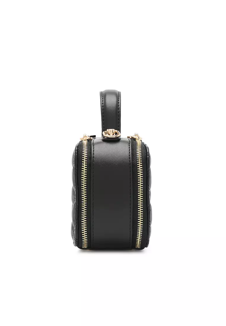 Women's Boxy Top Handle Bag / Sling Bag / Crossbody Bag - Black
