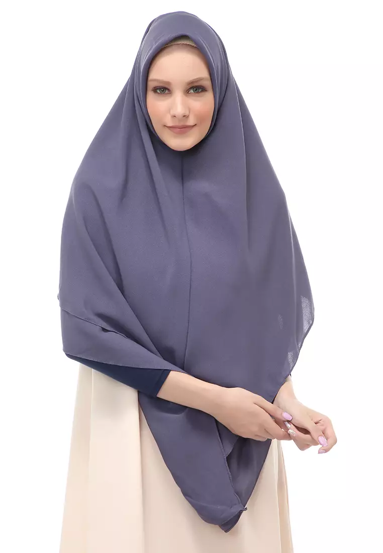 Layla Jilbab Syar'i Jumbo Motif Polos Relaxed Fit - Abu Tua