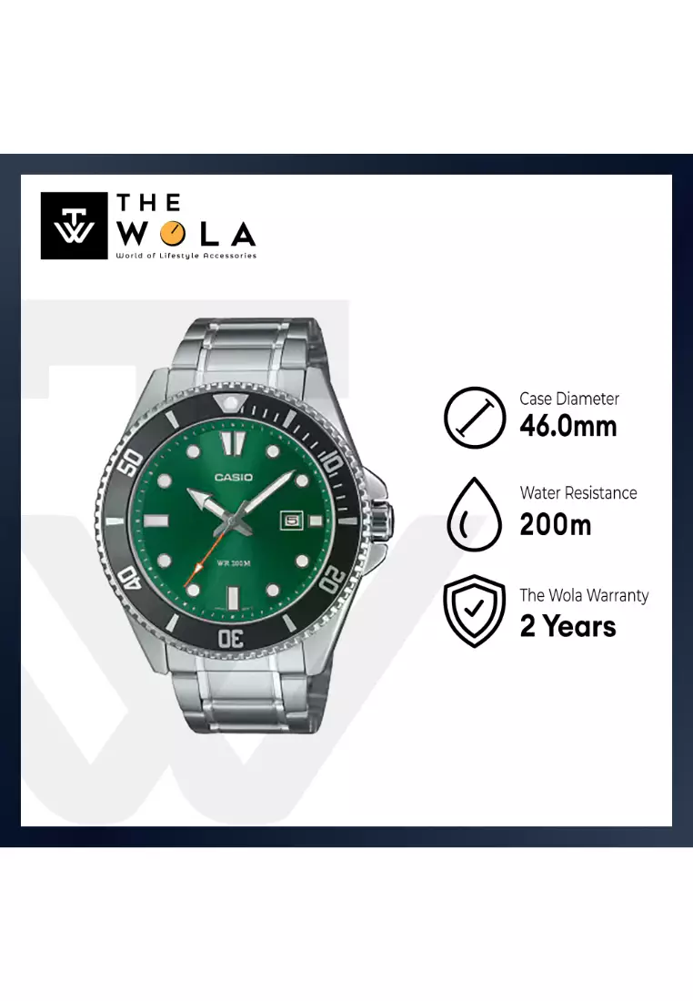 MDV-107D-3A2 Men Analog Watch Silver Stainless Steel Strap