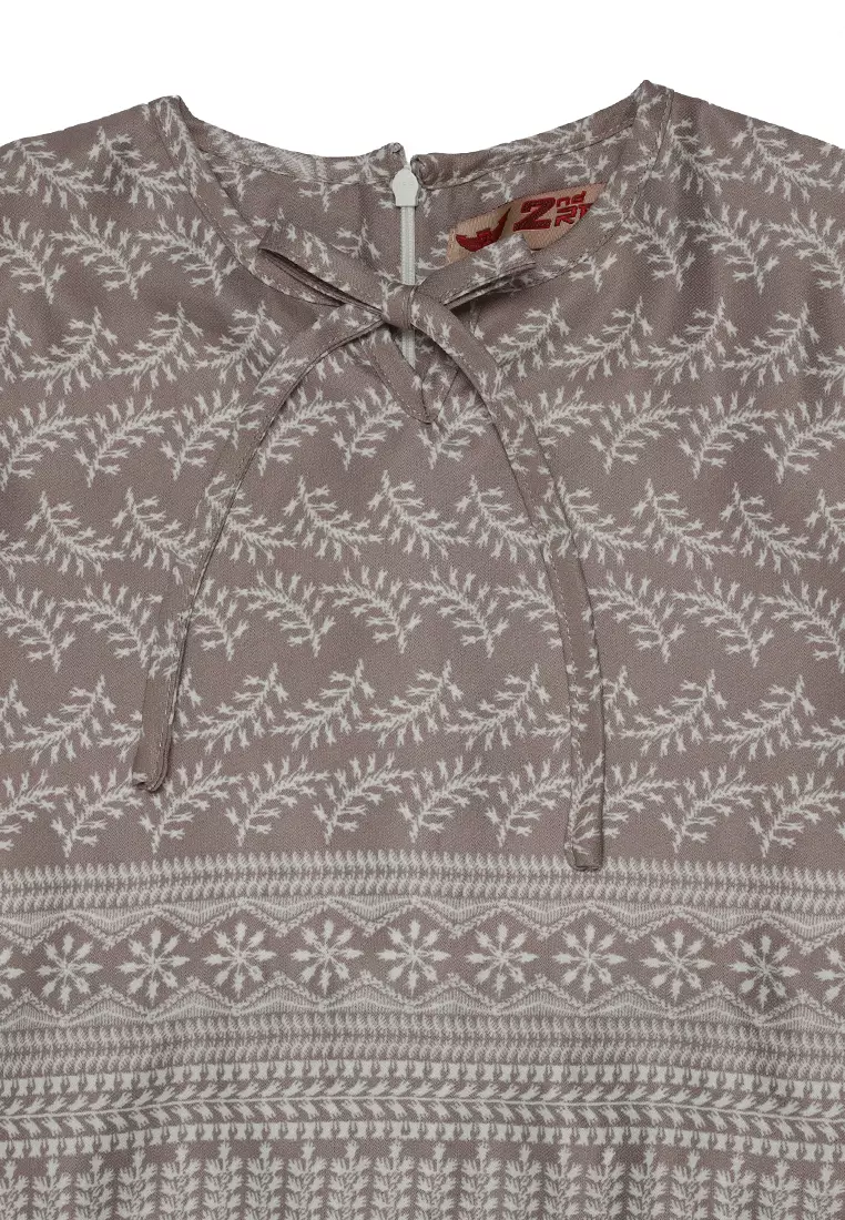 Baju Gamis Anak Perempuan Daun Kecil Brown - BEAUTY