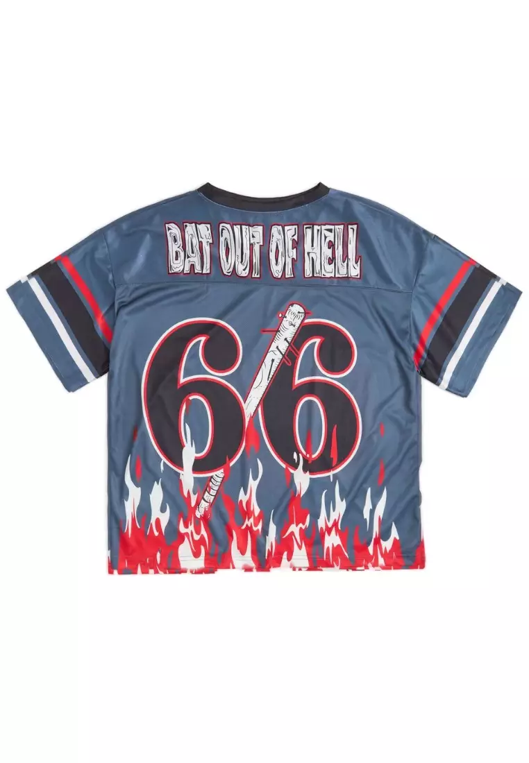 NYC Streetwear - 66 Skull American Football Jersey - Grey, Red