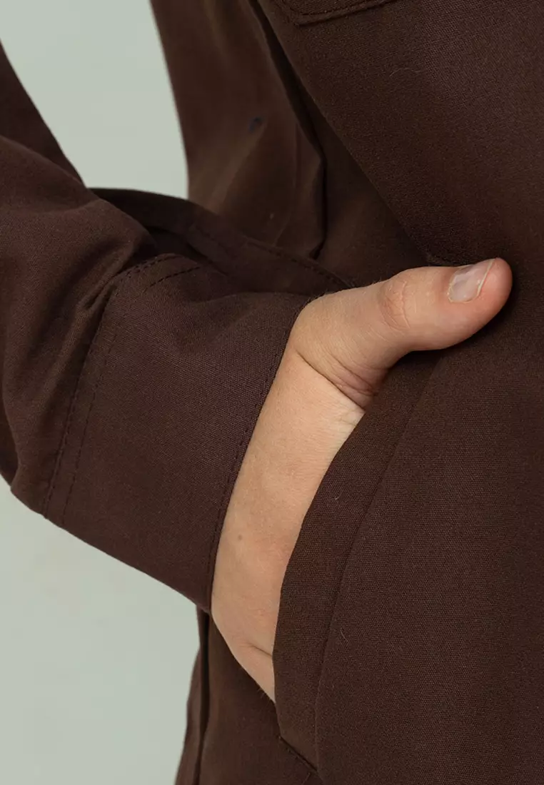 Jaket parka outer jaket wanita semi parka warna coklat unisex