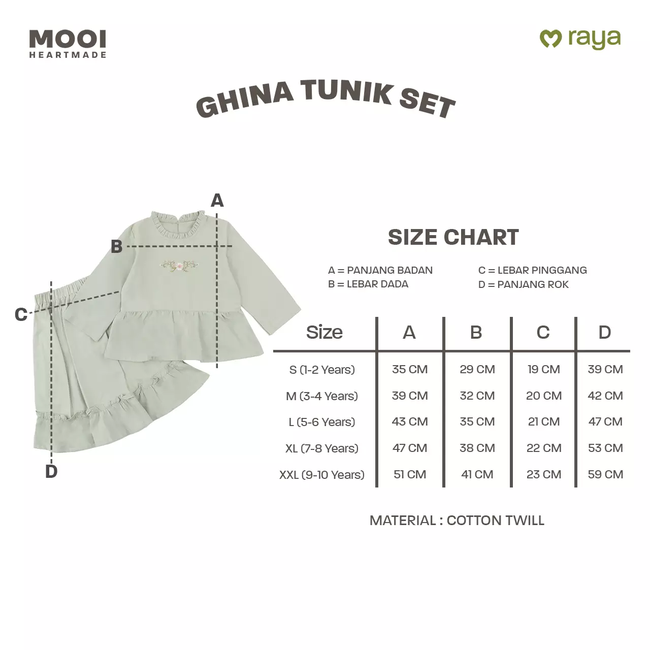 Mooi Setelan Anak Perempuan Raya Collection Ghina Tunik Set V1 - Lilac