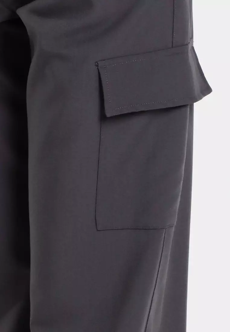 Forest Ladies Pleated Cargo Long Pants Women Wide Leg Pants | Seluar Panjang Perempuan - 810550-03DkGrey