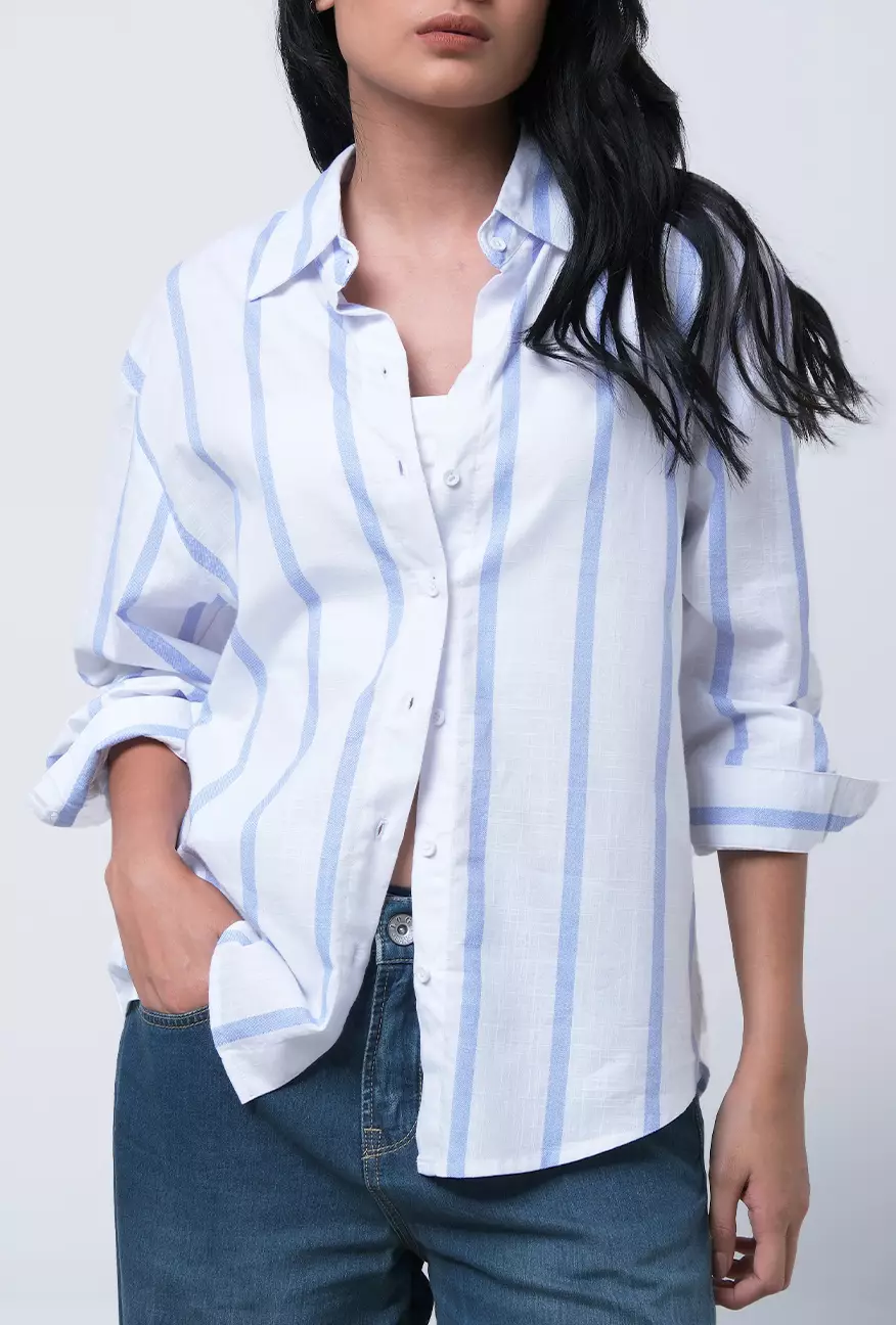 Kemeja Wanita Juanna White Blue