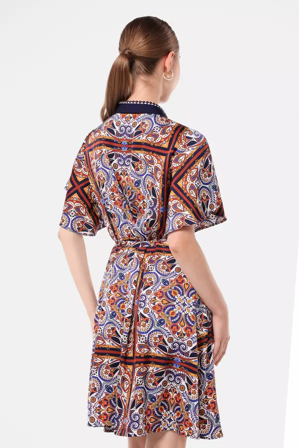 MINIMAL - Nayaka - Dress Motif Etnik Ornamen - Navy Warna Navy