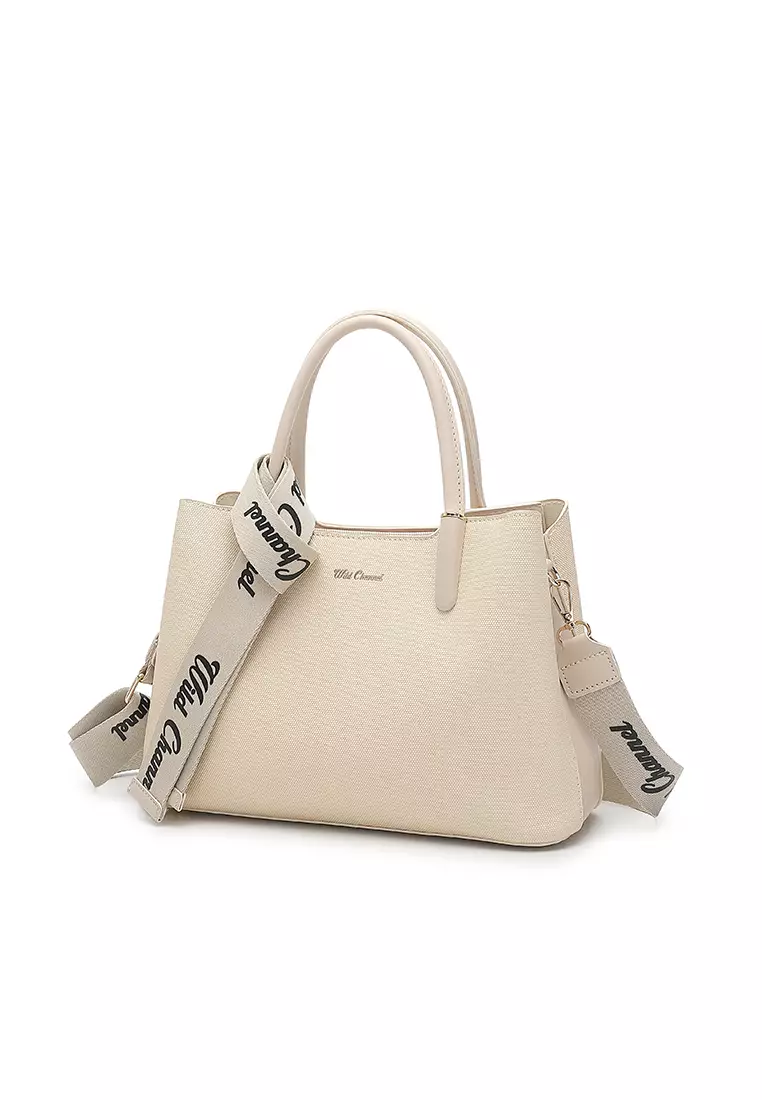 Women's Top Handle Bag / Sling Bag / Crossbody Bag / Shoulder Bag (Tas Tangan Wanita / Tas Selempang Wanita / Tas Bahu Wanita) - Krem