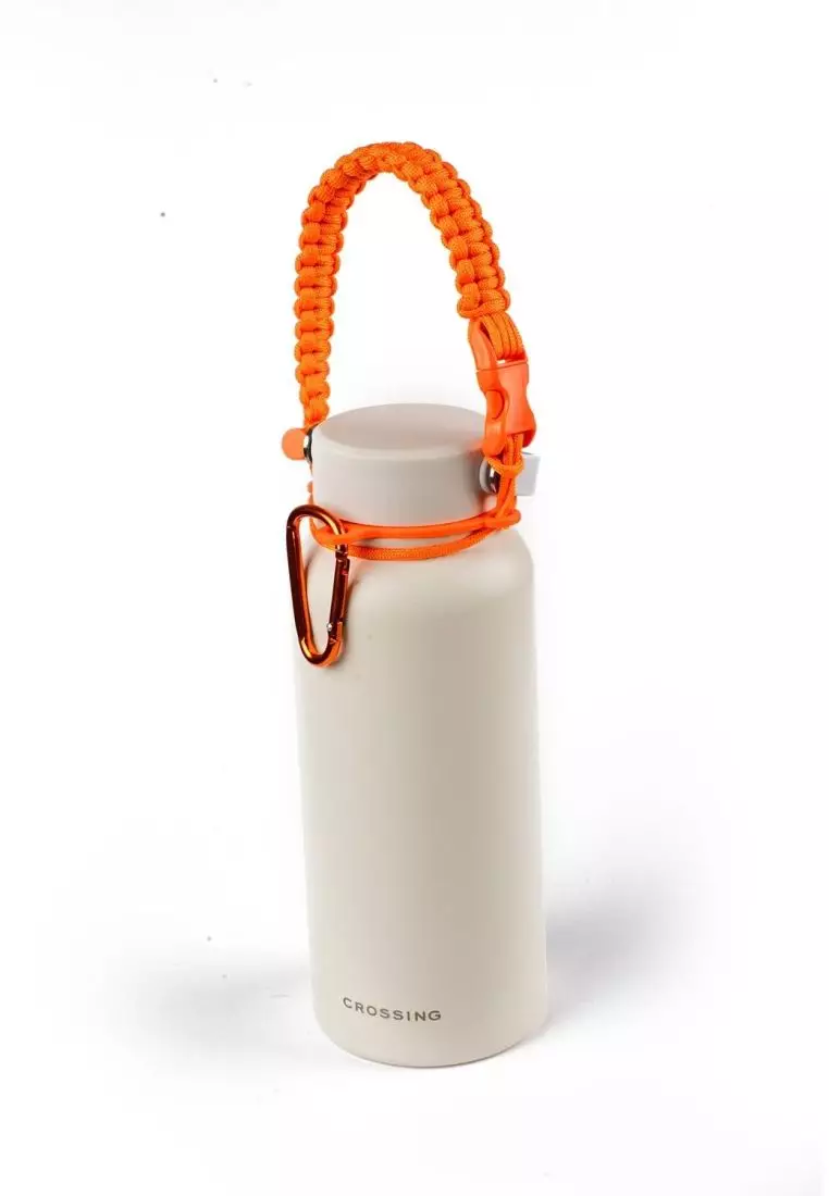 Crossing Paracord Bottle Carrier Strap with Carabiner - Orange