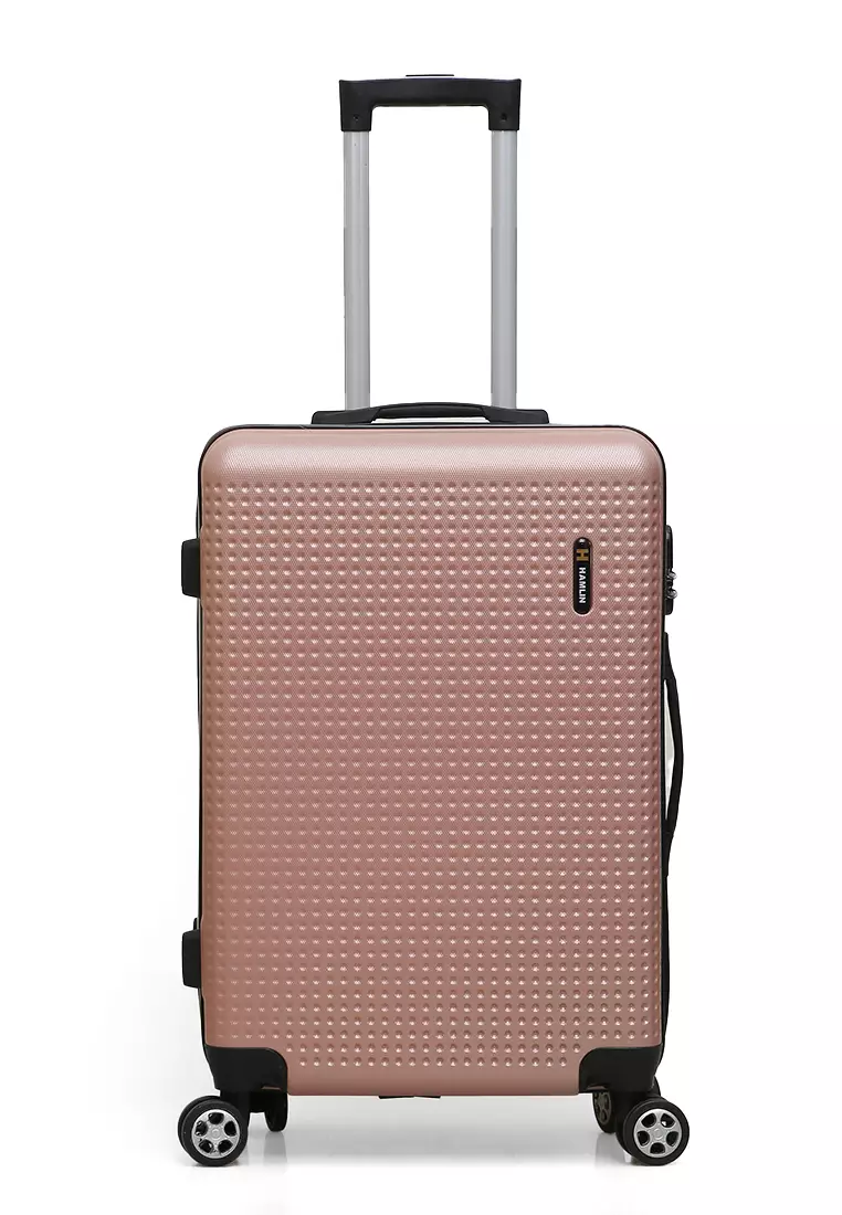 Isvara Tas Koper Hardcase One Set Unisex Large Compartment Suitcase Code Lock System Material ABS+PVC Coated ORIGINAL - Rose Gold