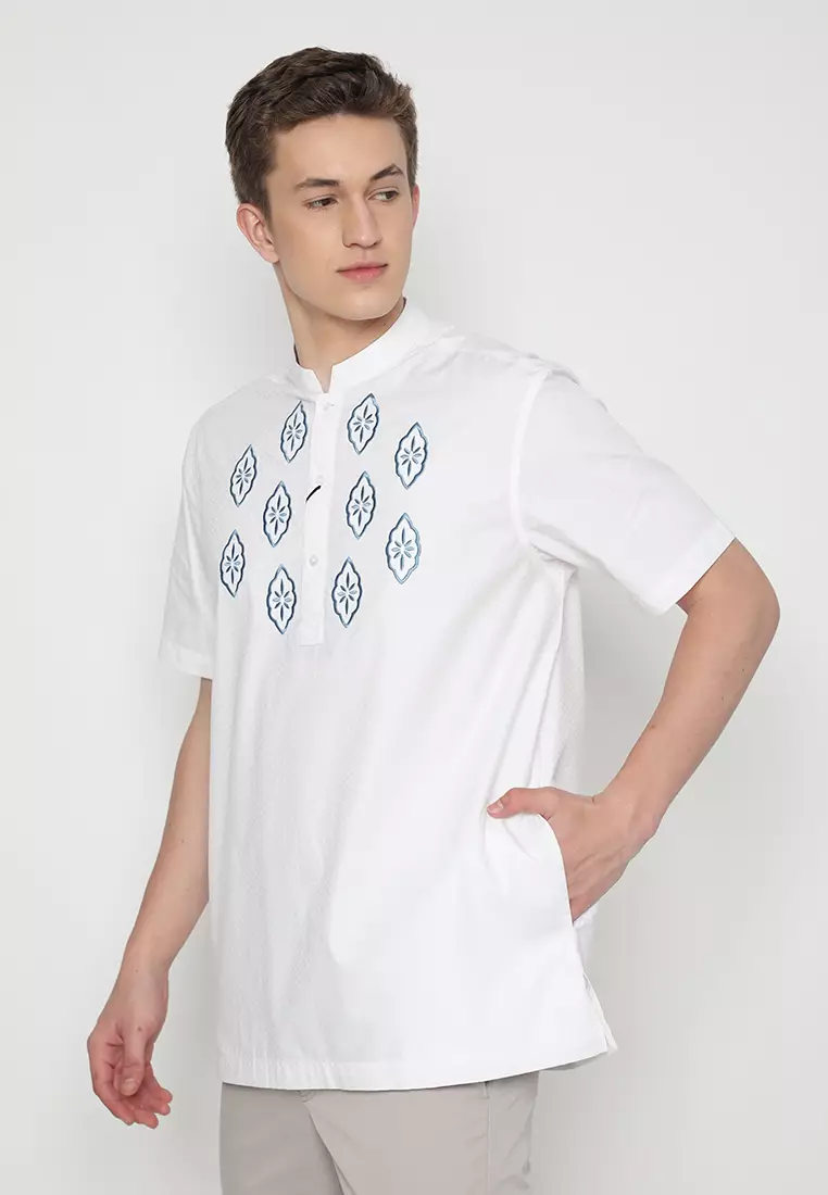 JOBB Aqeel Baju Koko Pria Lengan Pendek Regular Fit Putih