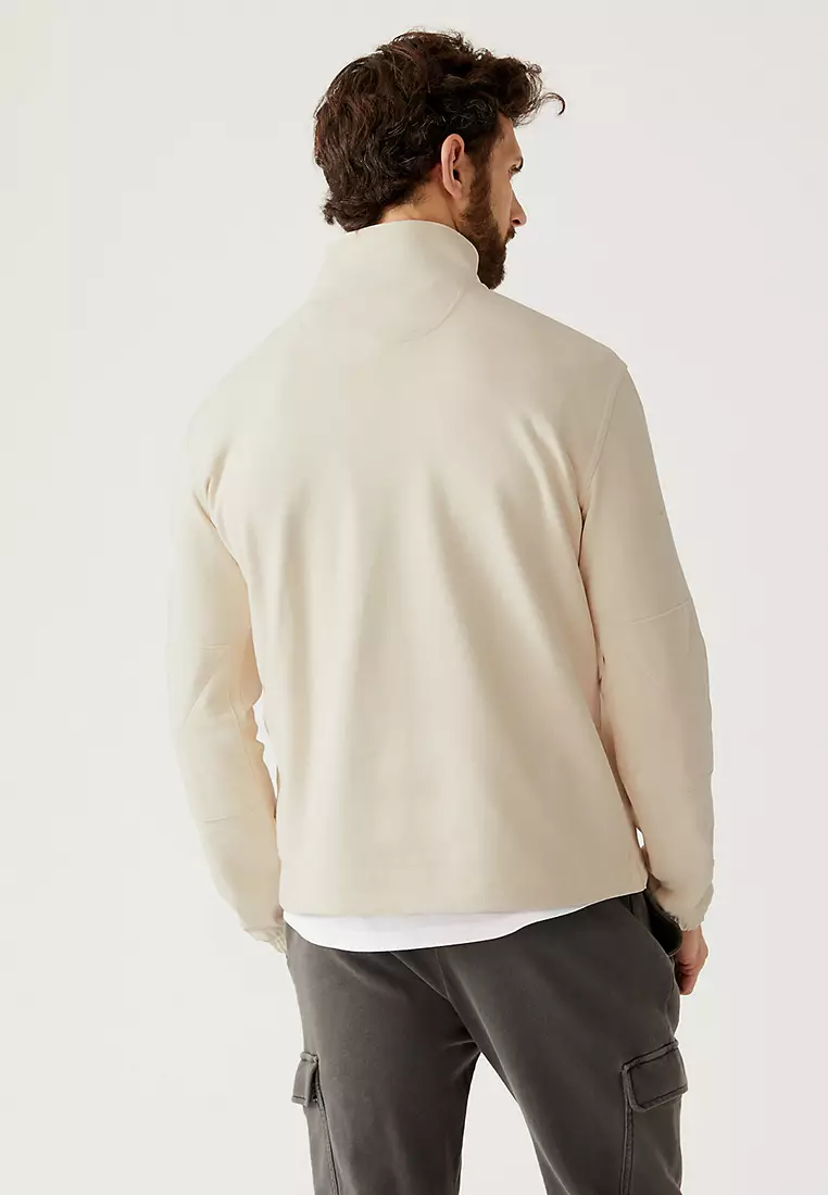 Pure Cotton Funnel Neck Half Zip Sweatshirt