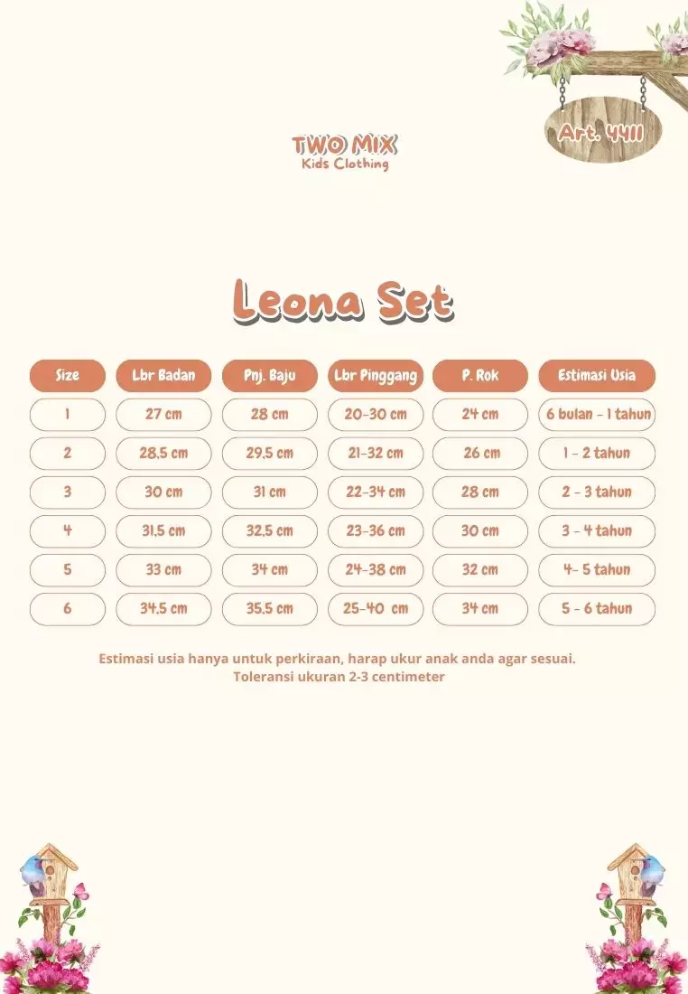 Two Mix - Leona Set Setelan Anak Cewek - Stelan Perempuan Lucu Casual 1-6 Tahun 4411 Warna Peach