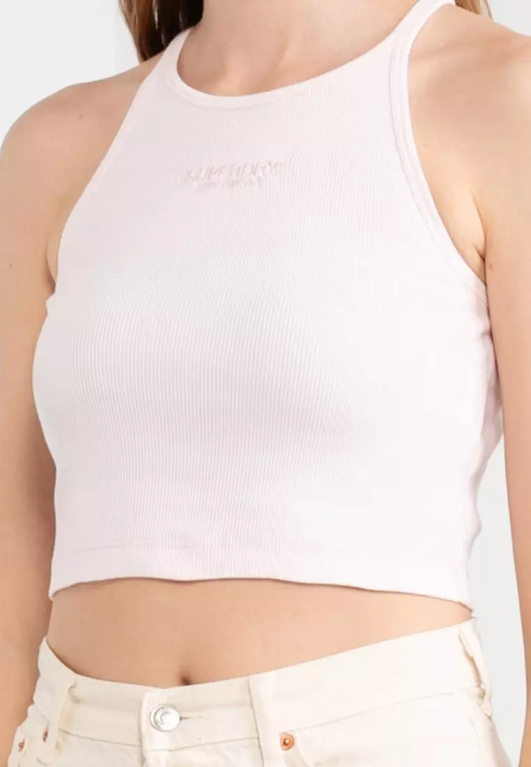 Embroidered Rib Racer Top