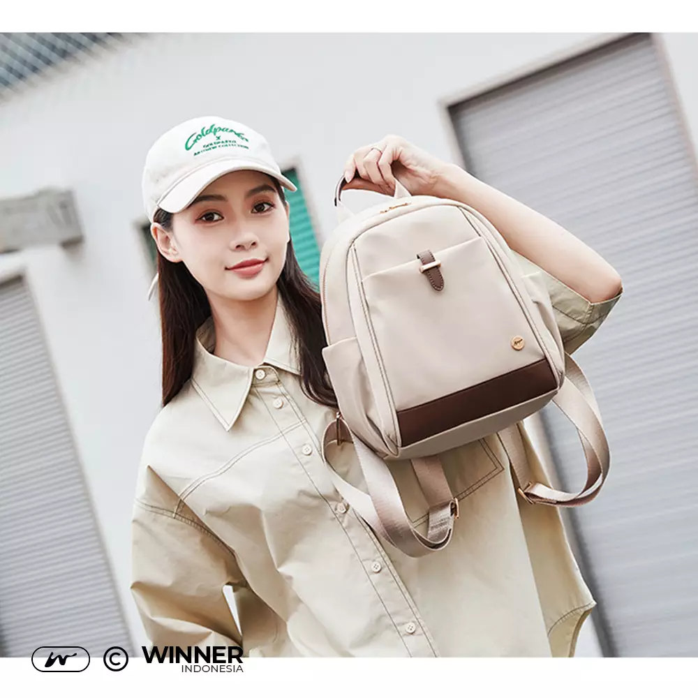 Tas Ransel Nylon Anti-Air Backpack Korean Style (T14-016-6138) - Khaki Medium
