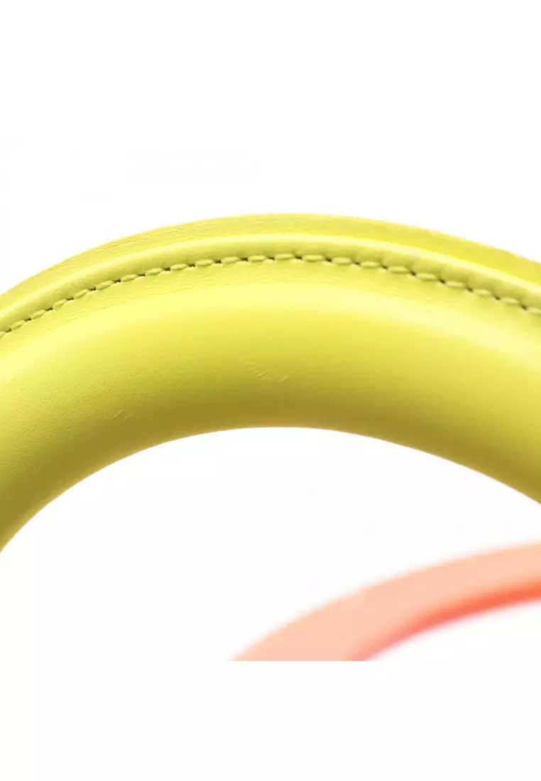 Pre-Loved Christian Dior LADY DIOR lady dior Handbag leather yellow Red brown 2WAY