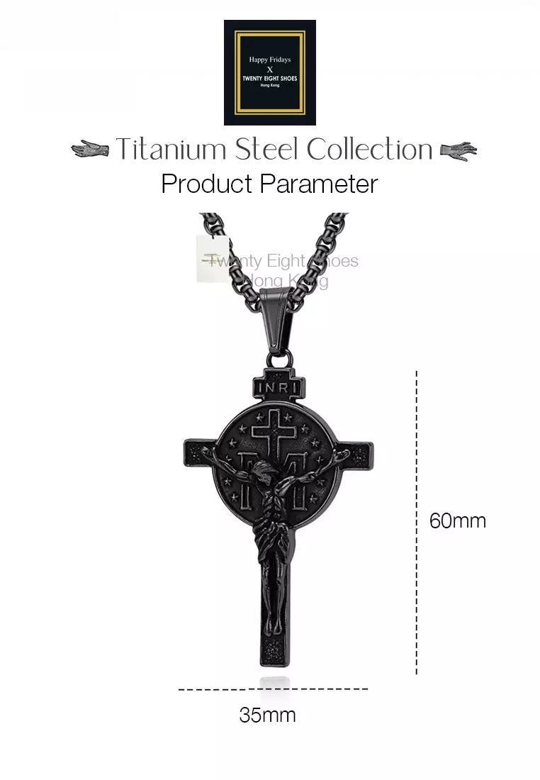 Titanium Steel INRI Cross Pendant Necklace JW QF-DZ641