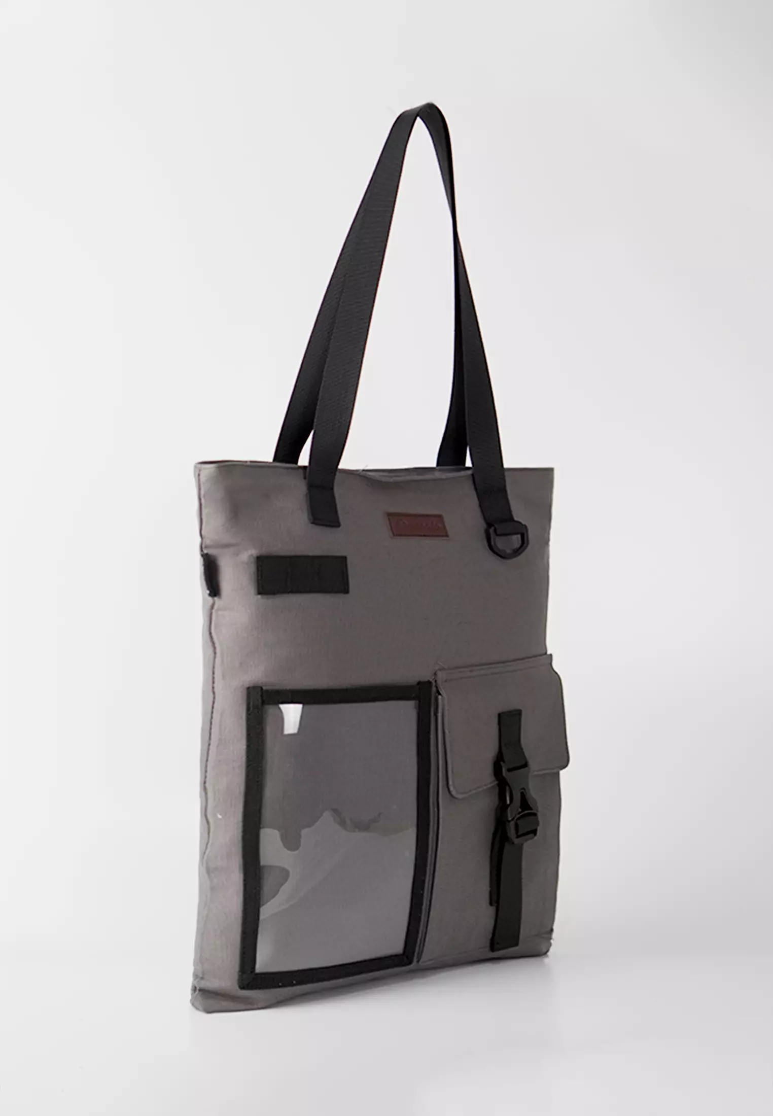 Tas Tote Bag Bahan Kanvas Penutup Resleting Arel Series - Abu