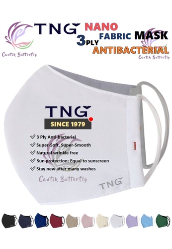 Cantik Butterfly white TNG 3 Ply Antibacterial Nano Fabric Mask Reusable (White) Set of 5 A7E85ES6A574F2GS_1