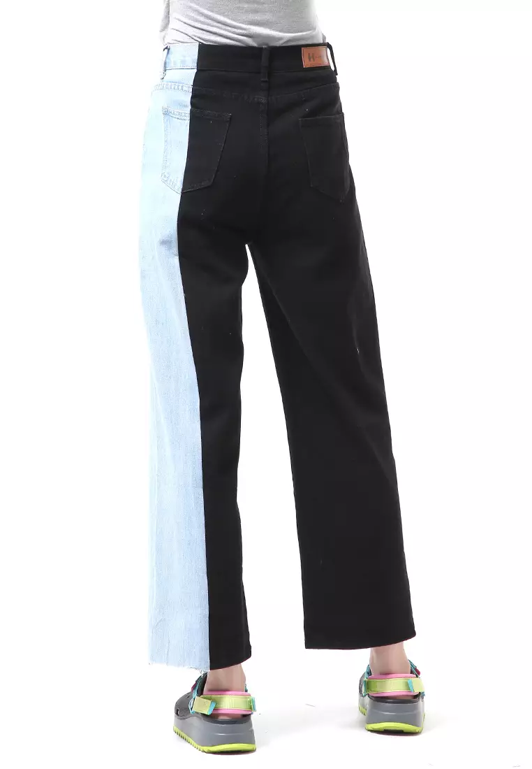 Stella Long Pants Celana Baggy Jeans Wanita Kombinasi 2Warna Material Denim ORIGINAL - Blue Black