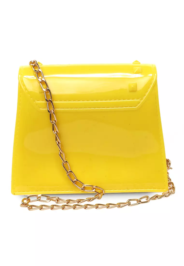 Frith Tas Jelly Slempang Wanita Tali Rantai Design Stylish - Kuning