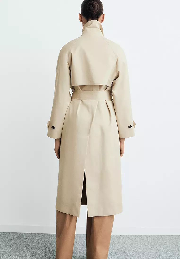Long Double-Breasted Trench Coat