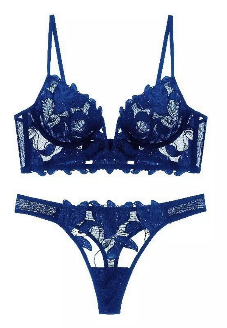 LYCKA LMZ2414P Lady Sexy Bra and Panty Lingerie Set-Blue 2025