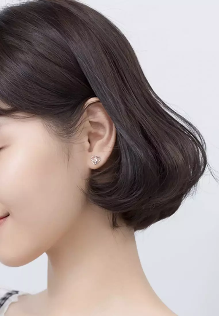 925 Silver Hollow Out Heart Earrings JW AR-G4427