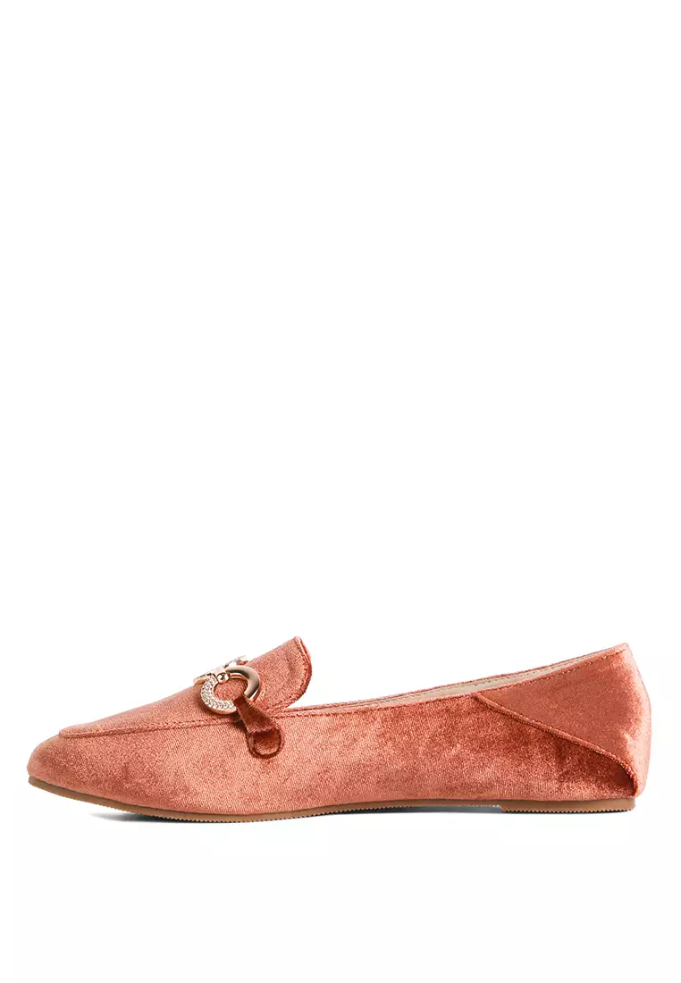 Burgundy Loafers Bertekstur Logam Bertekstur Buaya
