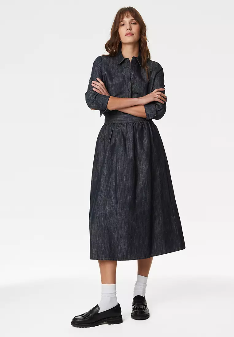 Denim Midaxi Circle Skirt
