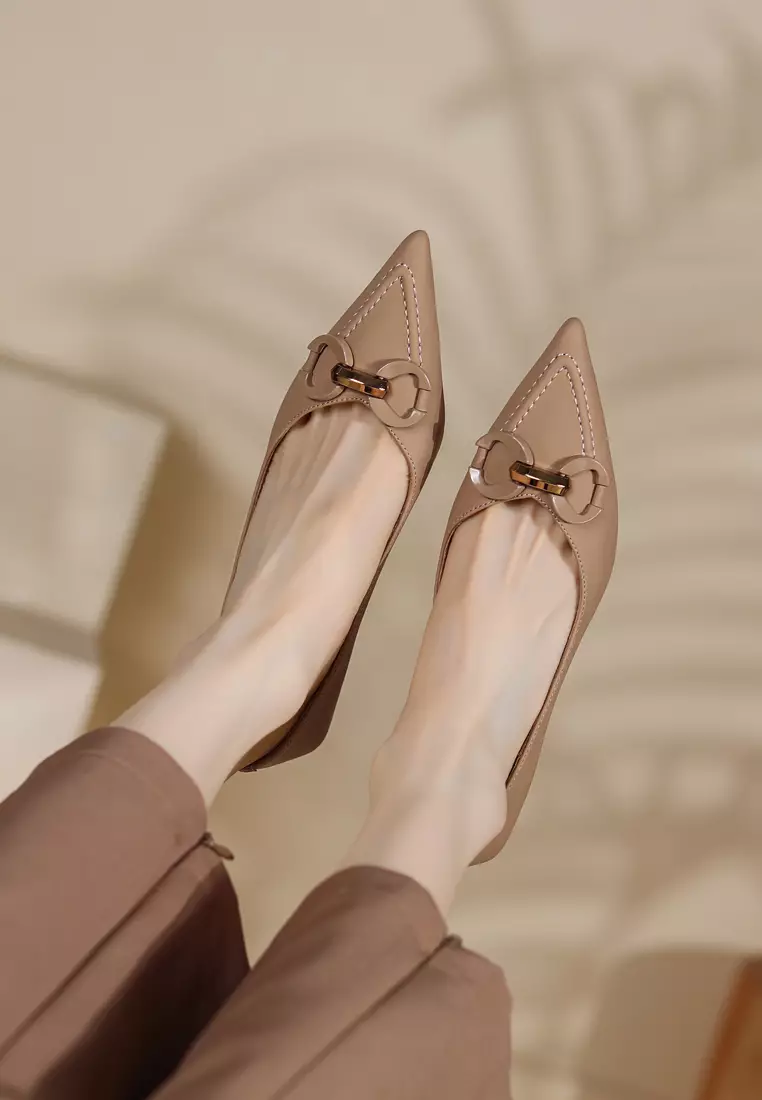 4CM Pointy Metal Buckle Pumps XJ3186-8