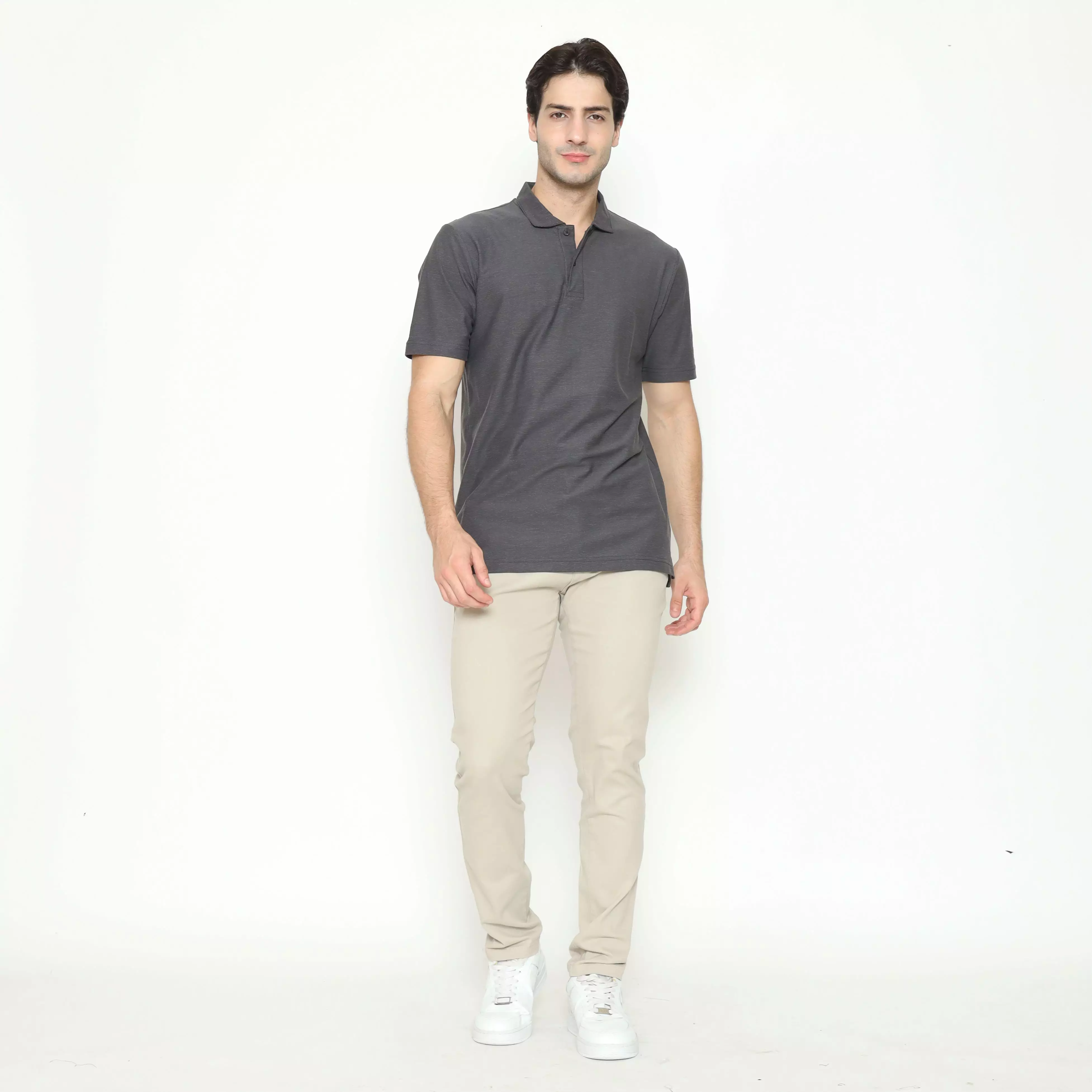 MAGINOT POLO SHIRT COTTON GREY STRIPE