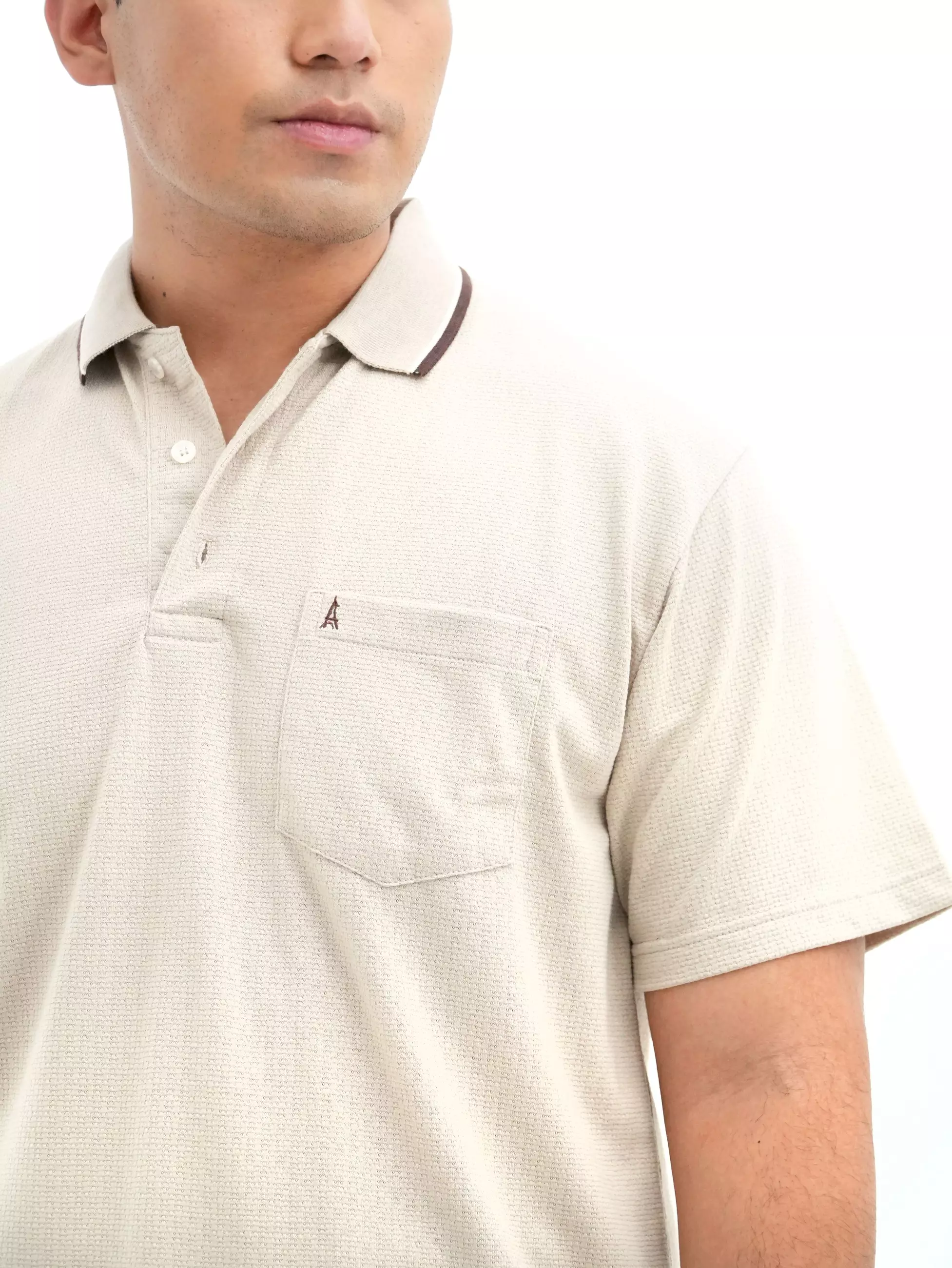 Polo Shirt Lengan Pendek Krem 3455