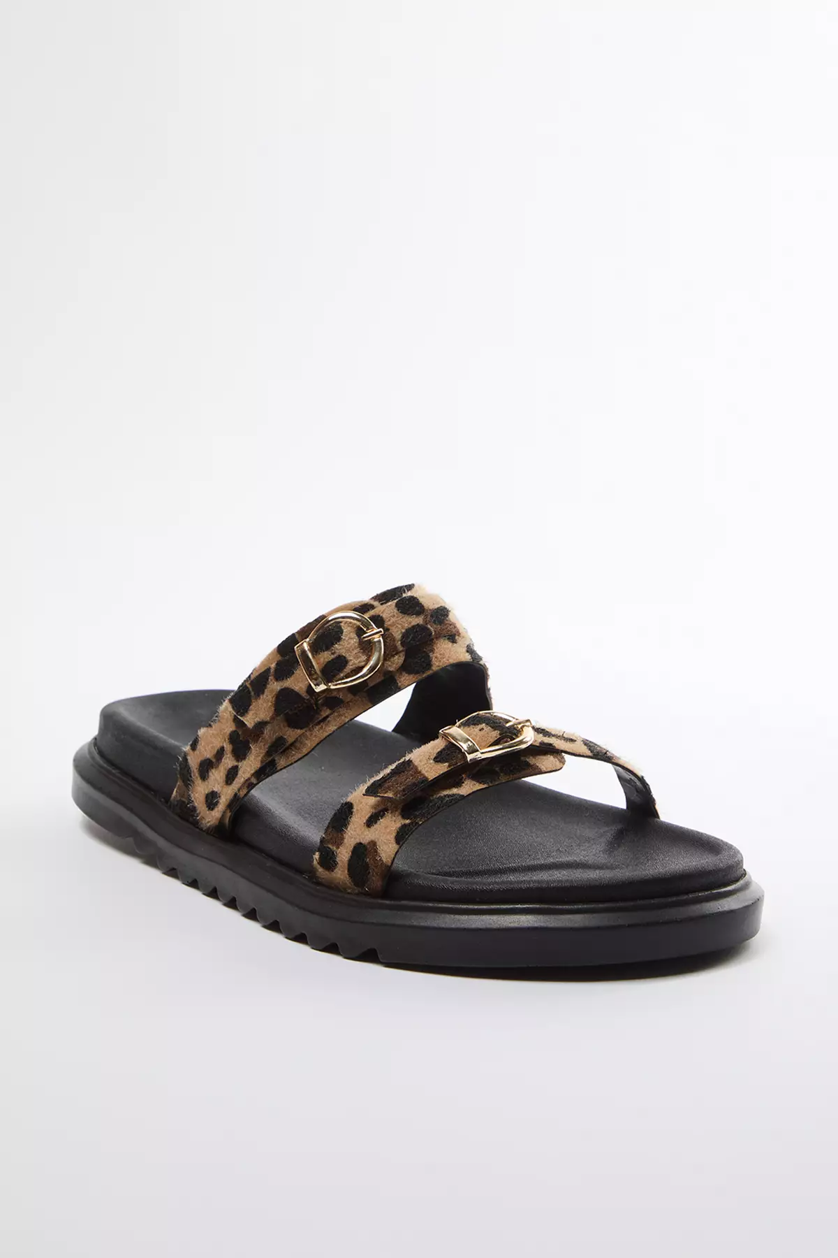 豹紋雙扣啡色厚底女士拖鞋 Takaw25Te00009