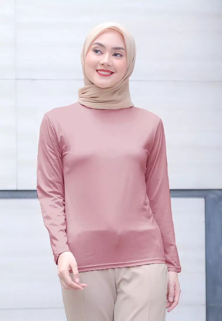 Cotton Bee - Manset Lengan Panjang Aneisha Inner Rayon - Coral Pink - L
