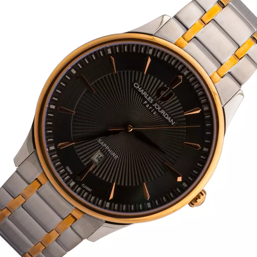 Charles Jourdan - CJ1061-1642 - Jam Tangan Pria Silver Gold Dial Black
