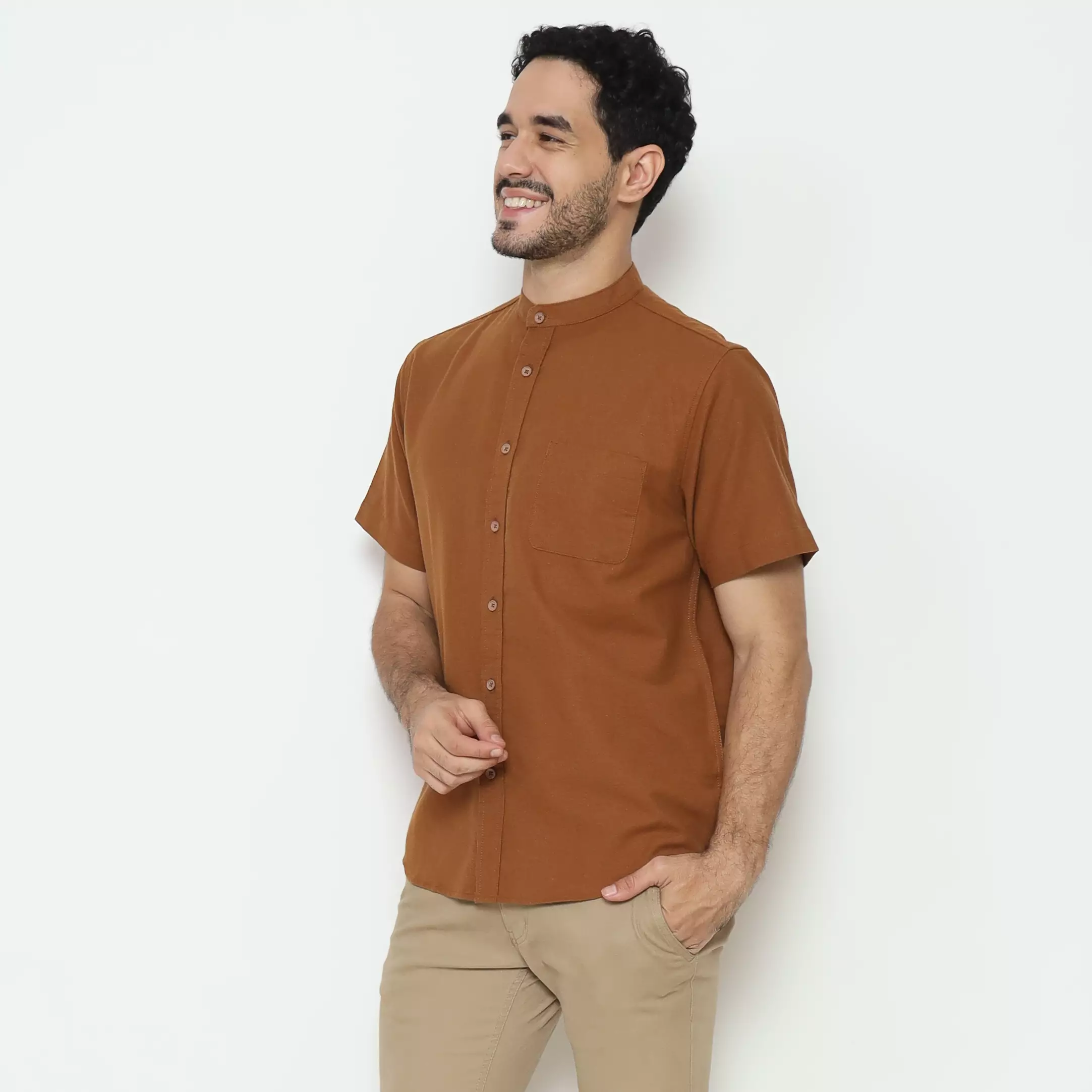 AMK Kemeja Pria Lengan Pendek SHG Satria S/S Brown