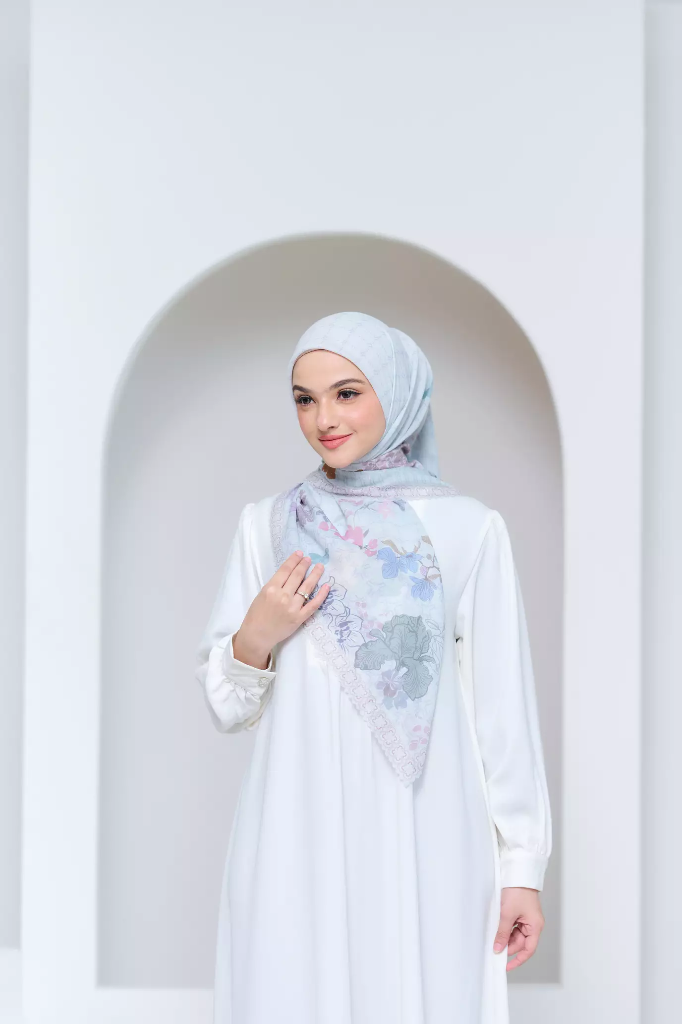 MFMW Floretta Scarf - Kerudung Segi Empat Premium Motif - Pale Green