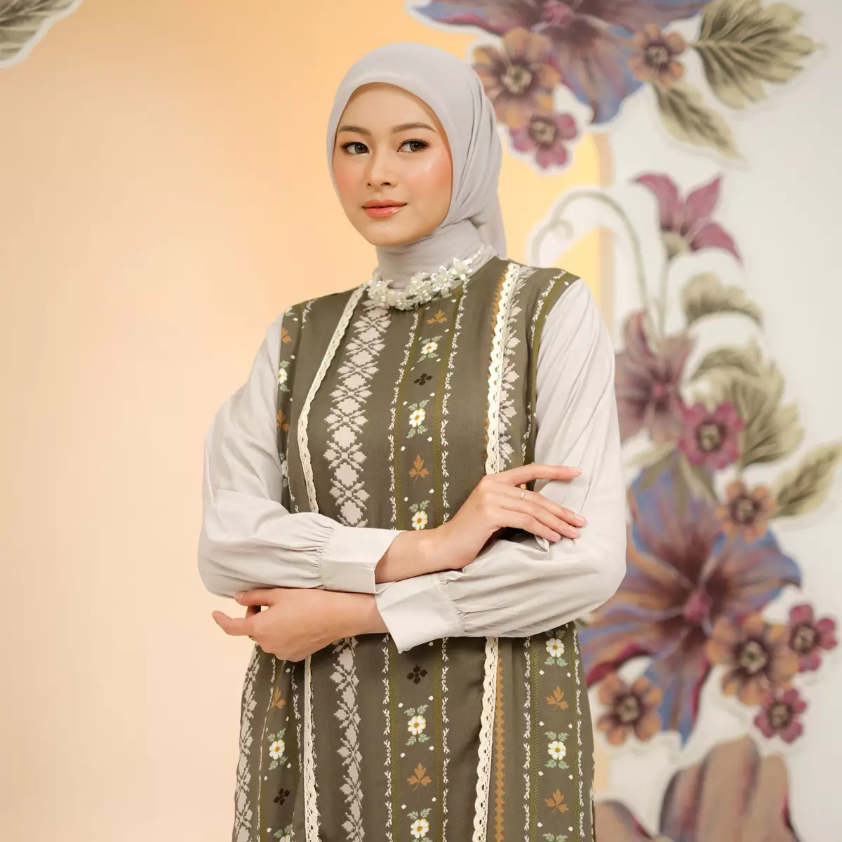 ZM Zaskia Mecca - Els Army Gamis Wanita Dress - Romansa Khatulistiwa - Edisi Nagasari