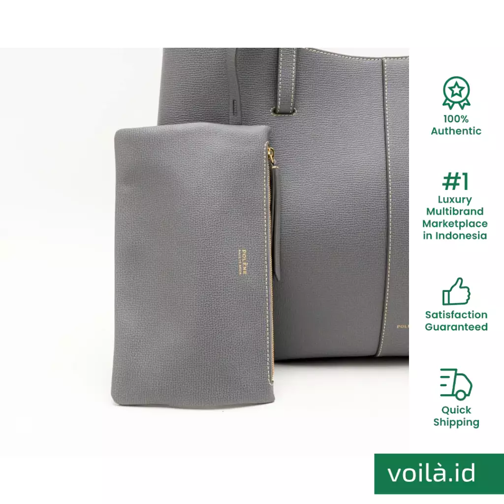 Cyme Shopping Bag Grained Leather Galet