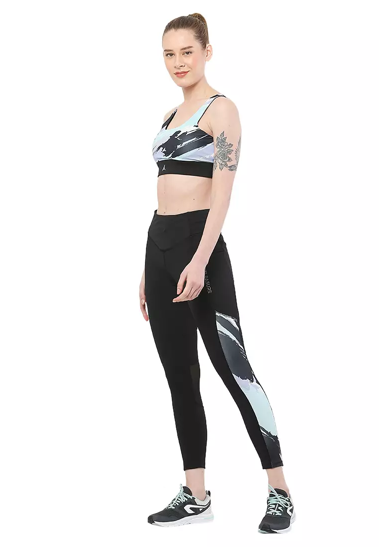 Floral Cardio Black Yoga/Workout Padded Sports Bra