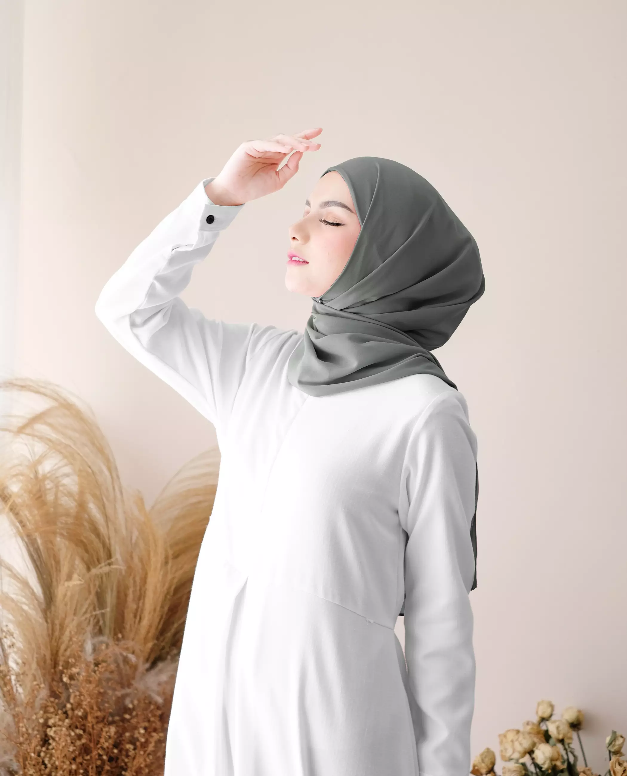 Pashmina Inner Instan 2in1 Ceruty Baby Doll - Gloomy Grey