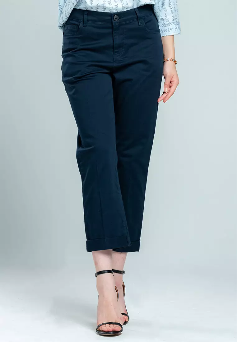 C2 Tianzu Navy Pants Straight Cut Wanita