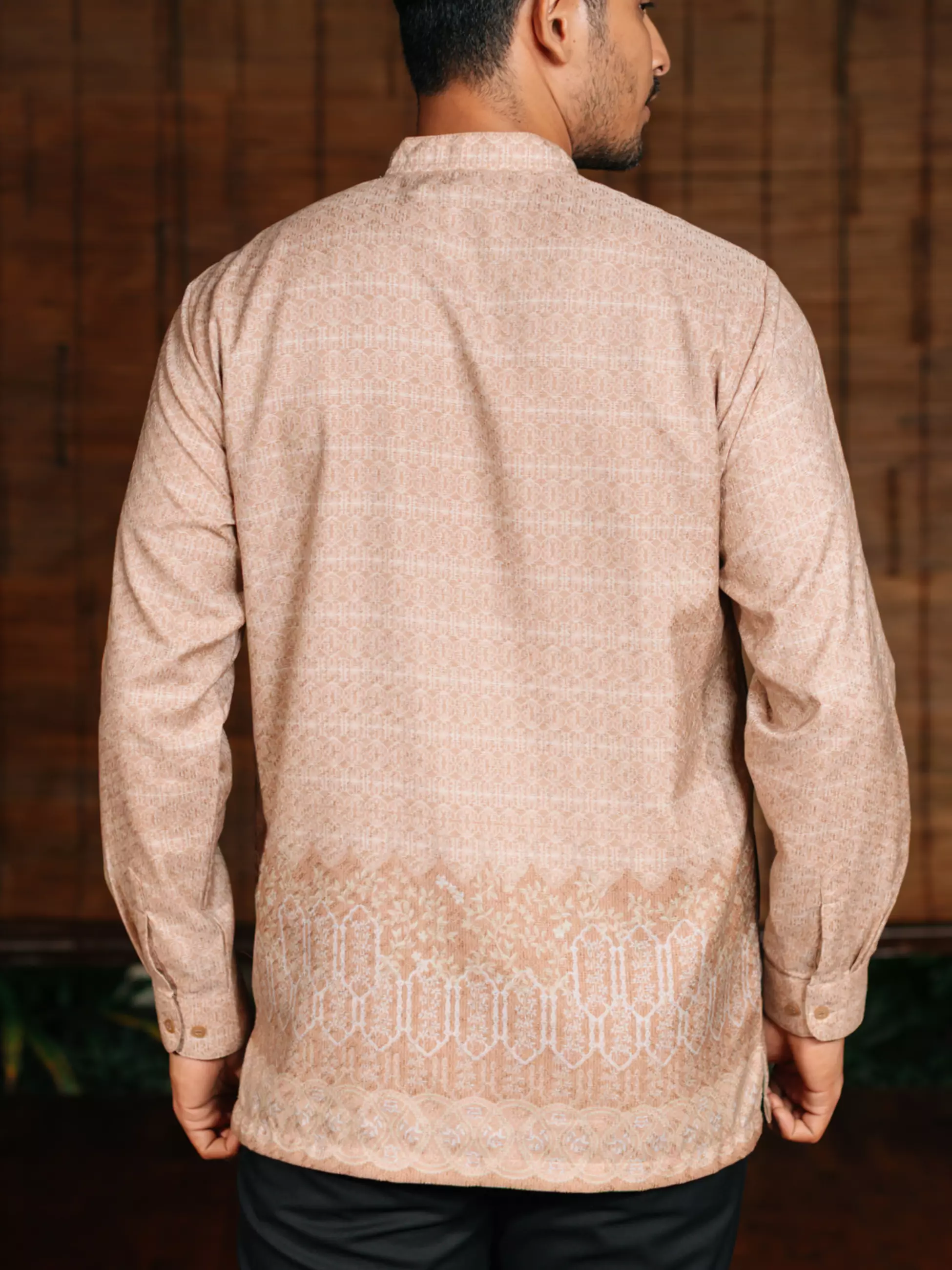 Ranaya Etoupe Brown Kemeja Batik Koko Pria Furing Lengan Panjang Regular Fit