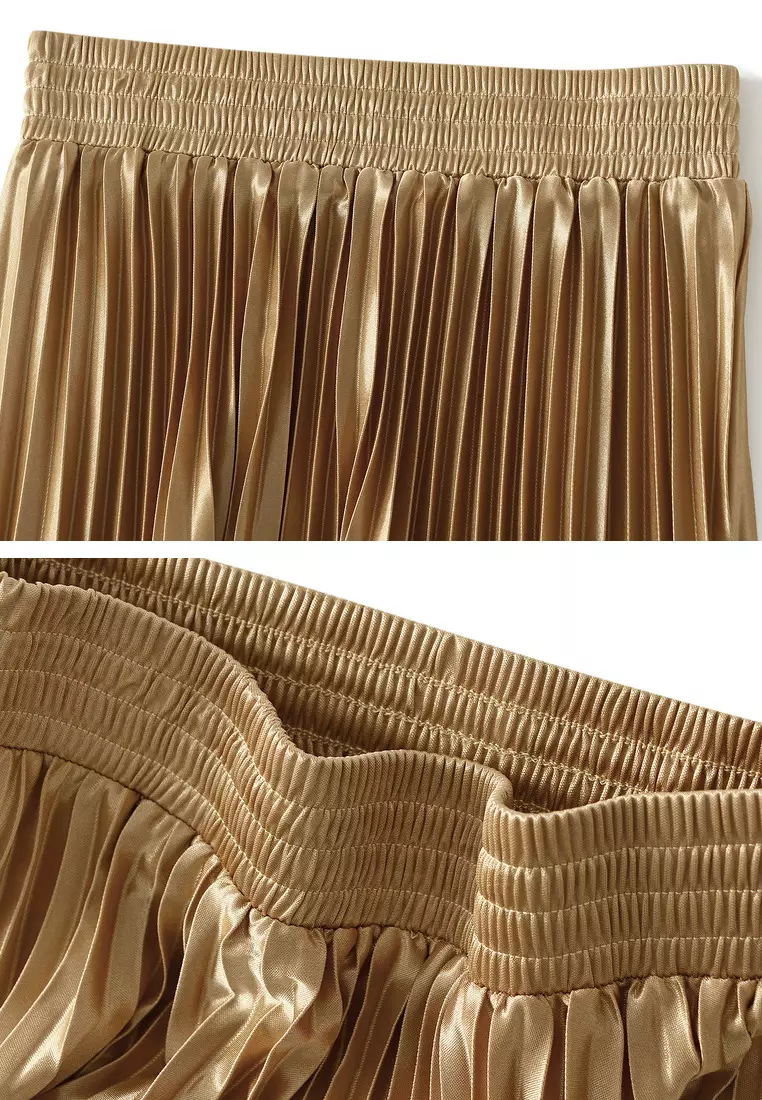 高腰亮面百褶裙 AF-6623