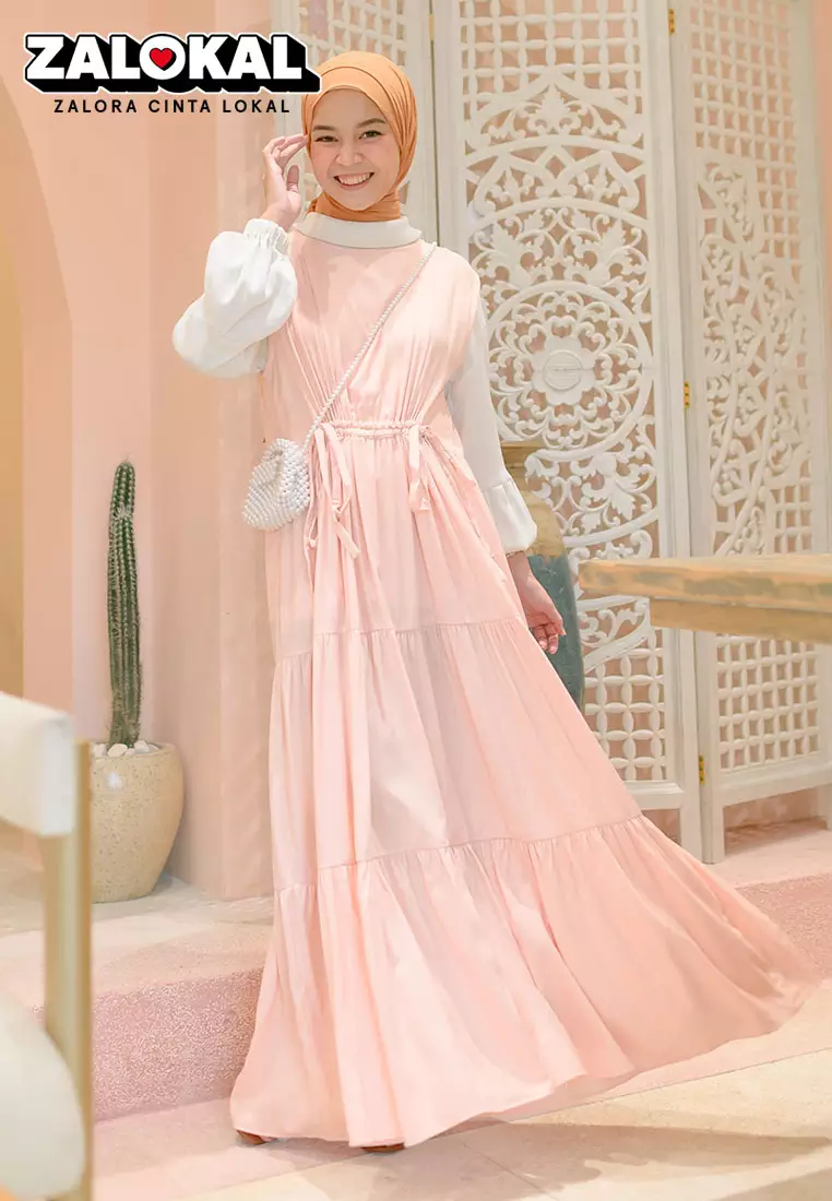 Dress 2025 peach hijab