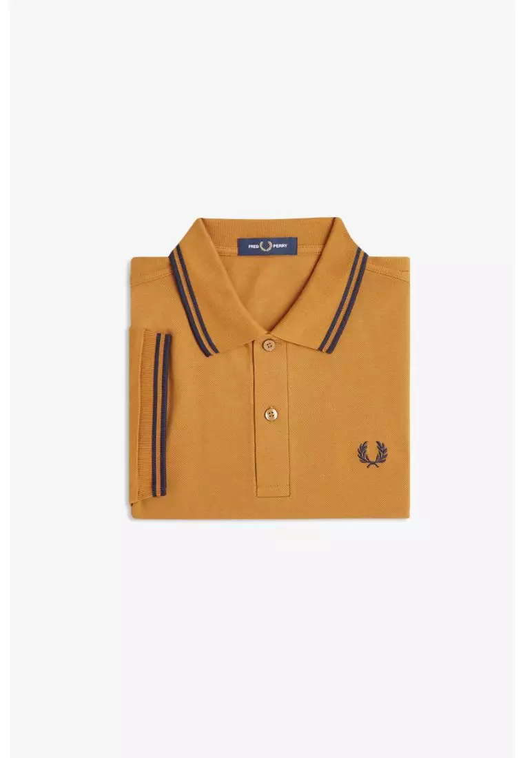Fred Perry M3600 Twin Tipped Fred Perry Shirt (Dark Caramel / Navy / Navy)