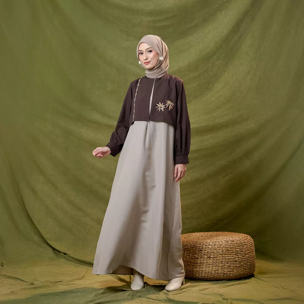 ZM Zaskia Mecca - Keyla Brown Gamis Wanita Dress - Romansa Khatulistiwa - Wijayakusuma